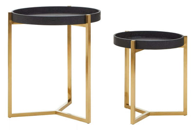 Noosa & Co. Accessories Cardoba Set Of Two Black Shagreen Tray Tables House of Isabella UK