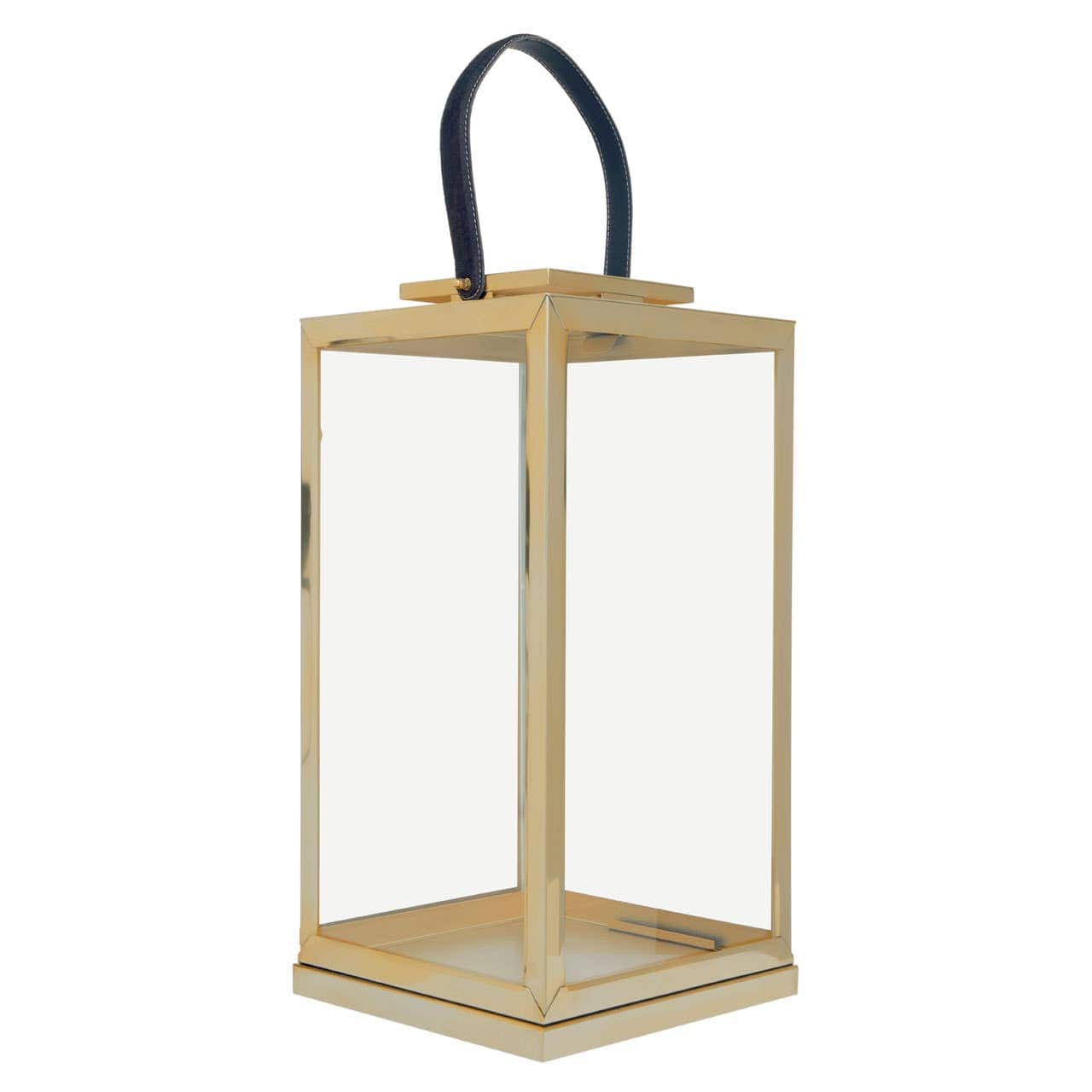 Noosa & Co. Accessories Herber Large Gold Steel With Hair On Leather Handle Lantern House of Isabella UK