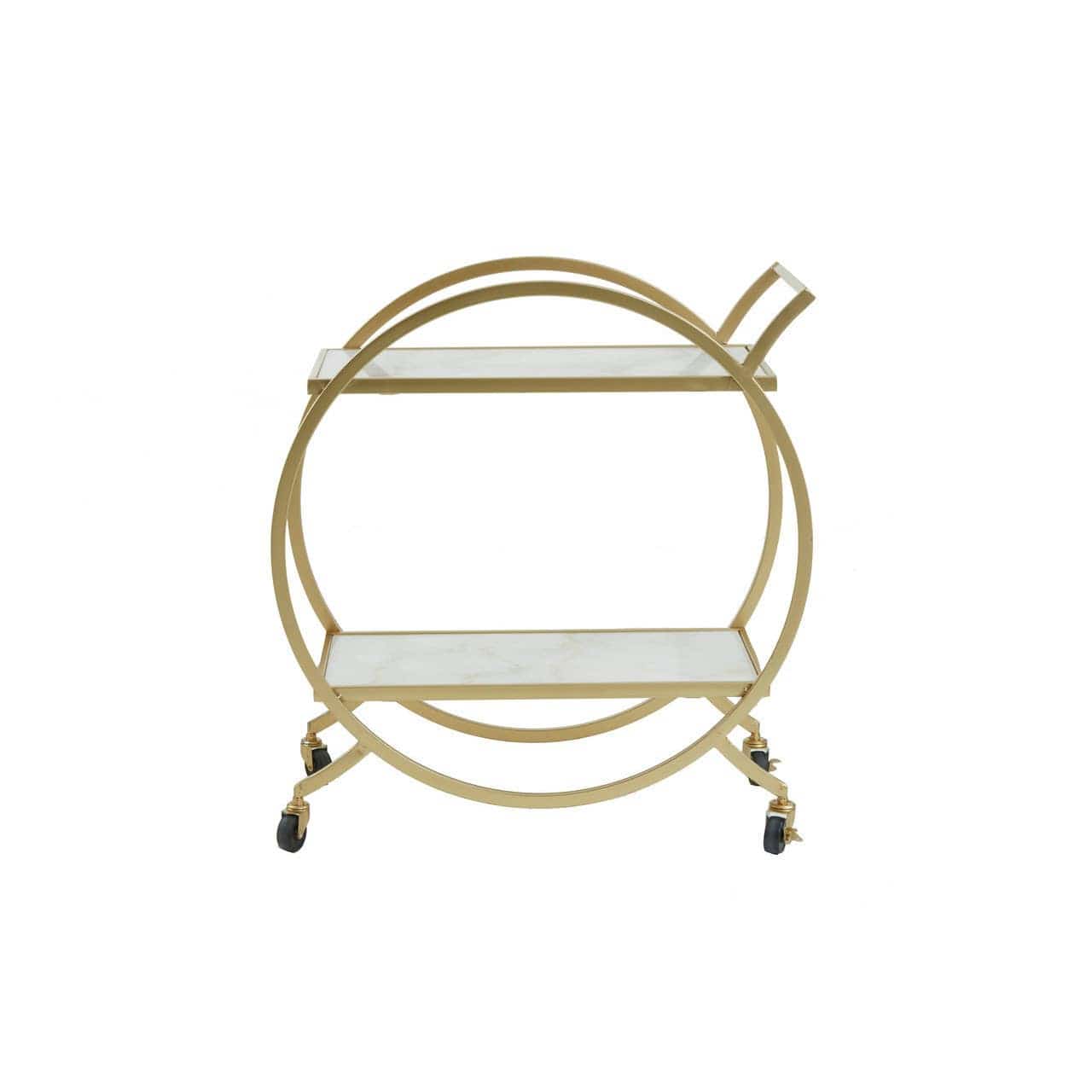 Noosa & Co. Dining Avantis White Marble And Gold 2 Tier Trolley House of Isabella UK