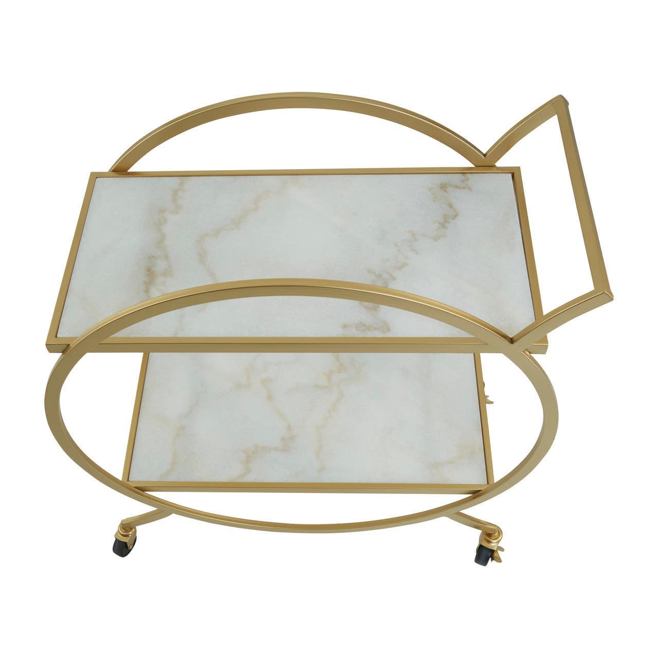 Noosa & Co. Dining Avantis White Marble And Gold 2 Tier Trolley House of Isabella UK