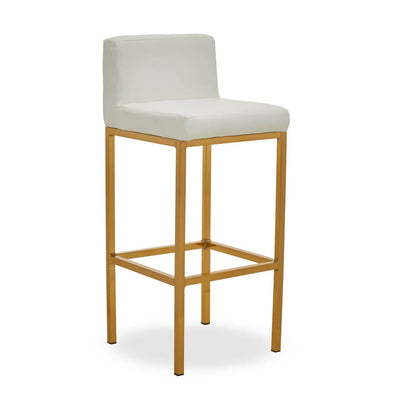 Noosa & Co. Dining Baina White Pu And Gold Finish Bar Chair House of Isabella UK