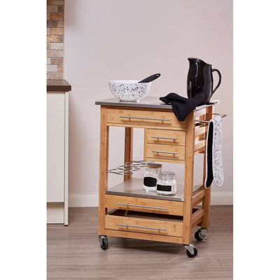 Noosa & Co. Dining Bamboo Four Drawer Kitchen Trolley House of Isabella UK