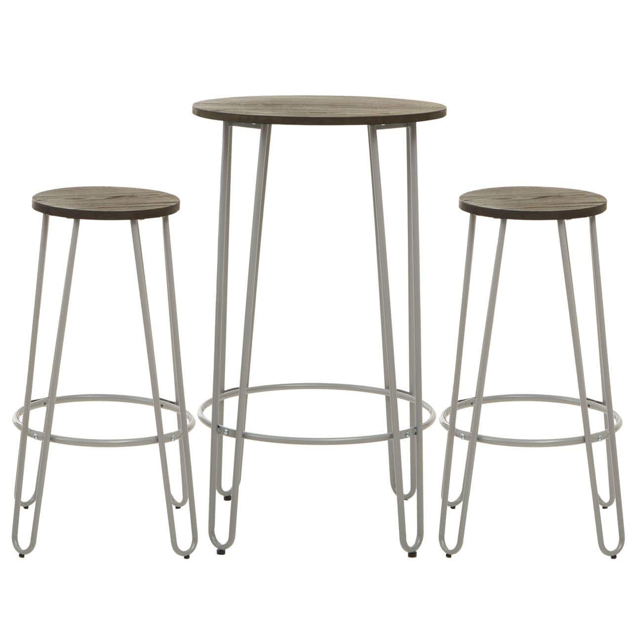 Noosa & Co. Dining District 3Pc Elm Wood Bar Table And Stool Set House of Isabella UK