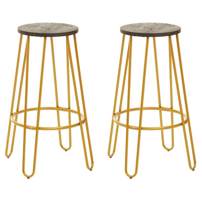 Noosa & Co. Dining District 3Pc Gold Finish Bar Table Stool Set House of Isabella UK