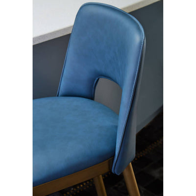 Noosa & Co. Dining Gilden Blue Leather Effect Bar Chair House of Isabella UK