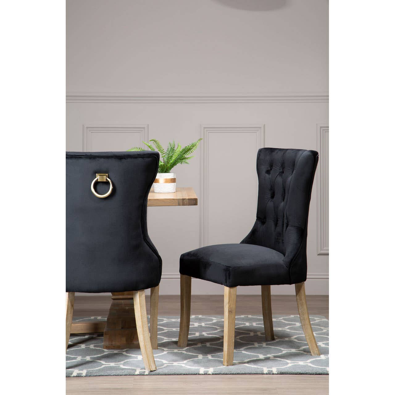 Noosa & Co. Dining Kensington Townhouse Black Buttoned Dining Chair House of Isabella UK