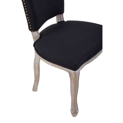 Noosa & Co. Dining Kensington Townhouse Black Linen Dining Chair With Antique Finish Legs House of Isabella UK