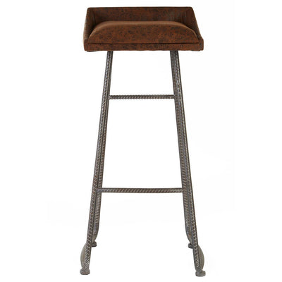 Noosa & Co. Dining New Foundry Brown Leather Effect Bar Stool House of Isabella UK
