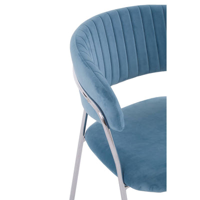 Noosa & Co. Dining Tamzin Blue Channel Chrome Finish Dining Chair House of Isabella UK