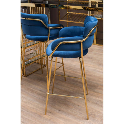 Noosa & Co. Dining Tamzin Blue Velvet Bar Chair House of Isabella UK