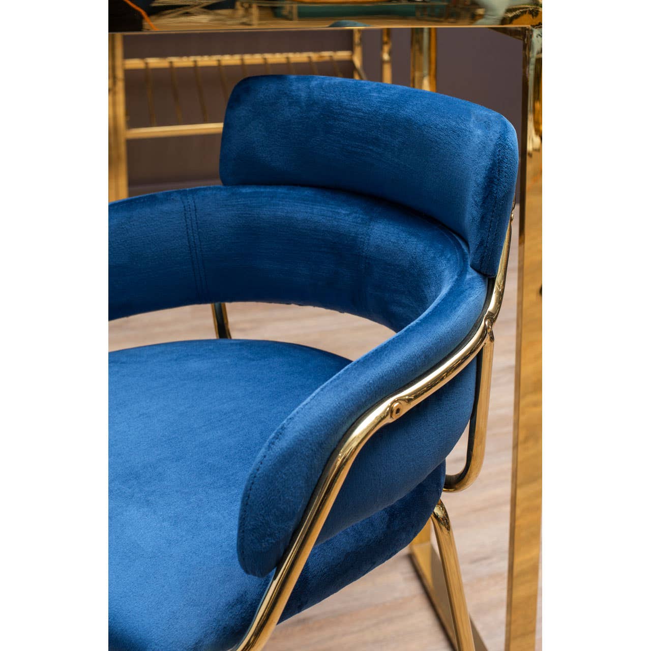 Noosa & Co. Dining Tamzin Blue Velvet Bar Chair House of Isabella UK