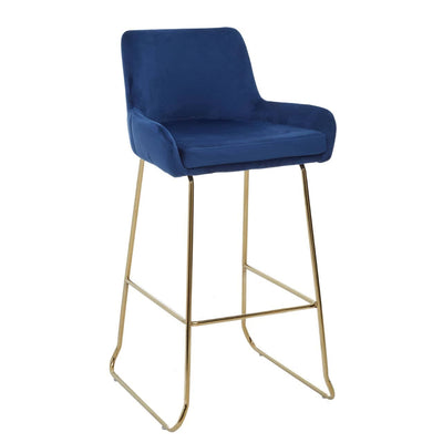 Noosa & Co. Dining Tamzin Blue Velvet Bar Chair With Low Arms House of Isabella UK