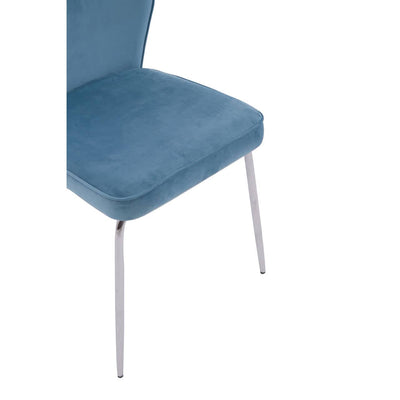 Noosa & Co. Dining Tamzin Curved Blue Chrome Finish Dining Chair House of Isabella UK