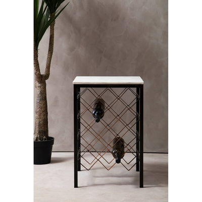 Noosa & Co. Dining Templar White Marble/Iron Wine Rack Table House of Isabella UK