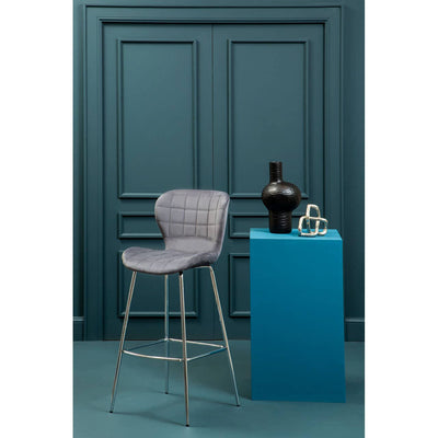 Noosa & Co. Dining Warton Grey Velvet Bar Chair House of Isabella UK