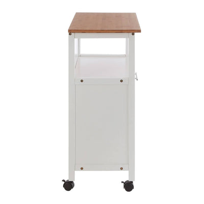Noosa & Co. Dining White And Bamboo Top 1 Drawer Kitchen Trolley House of Isabella UK