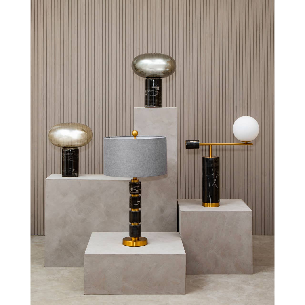 Noosa & Co. Lighting Marmo Grey Fabric Shade Table Lamp House of Isabella UK