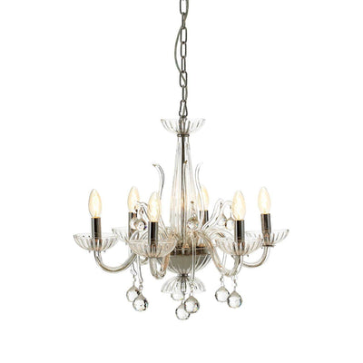 Noosa & Co. Lighting Murano 6 Bulb Clear Crystal Chandelier House of Isabella UK