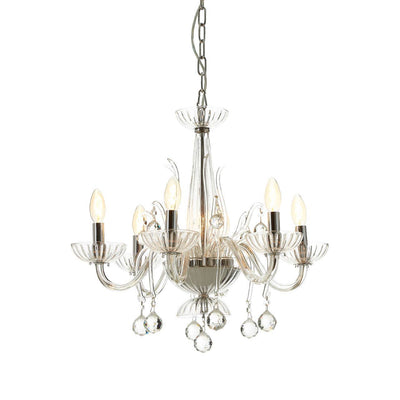 Noosa & Co. Lighting Murano 6 Bulb Clear Crystal Chandelier House of Isabella UK