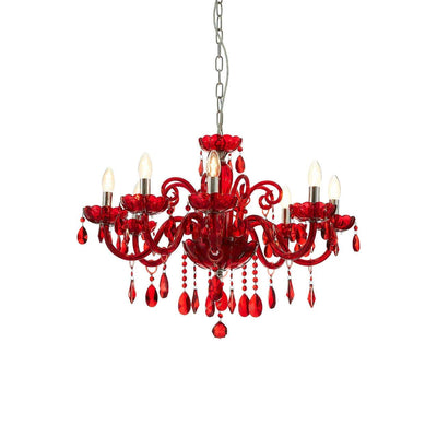 Noosa & Co. Lighting Murano Chrome & Red Crystal Glass Chandelier House of Isabella UK
