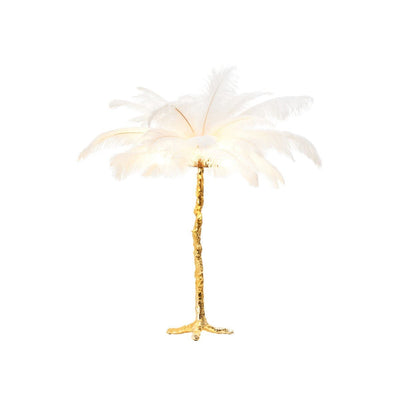 Noosa & Co. Lighting Zendaya White Ostrich Feather Table Lamp House of Isabella UK