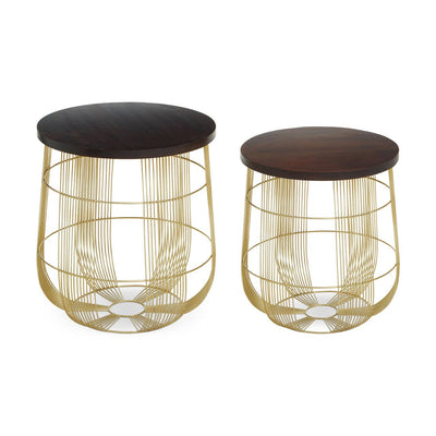 Noosa & Co. Living Agra Set Of 2 Brass Finish Side Tables House of Isabella UK