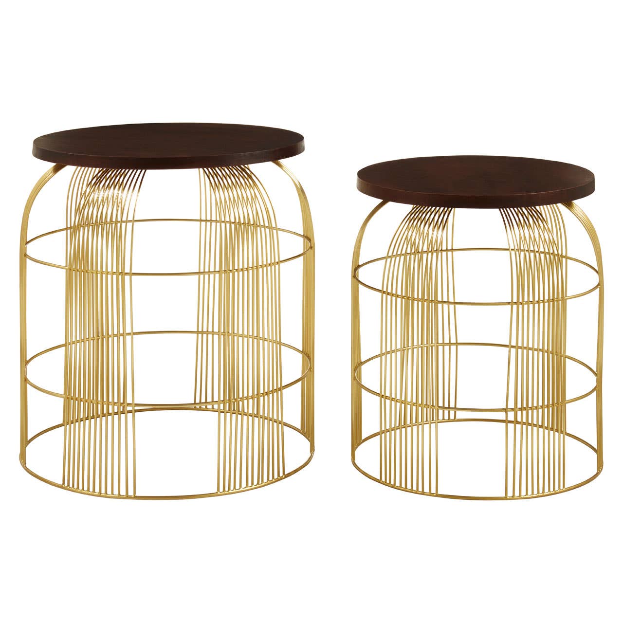 Noosa & Co. Living Agra Set Of 2 Brass Finish Side Tables House of Isabella UK