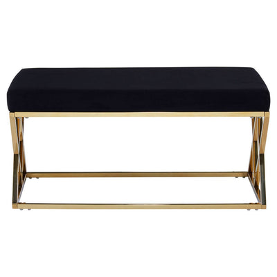 Noosa & Co. Living Allure Black Seat / Gold Finish Frame Bench House of Isabella UK