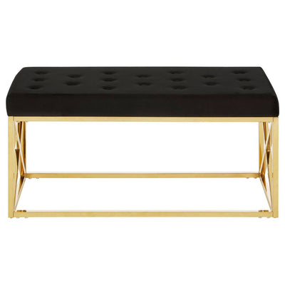 Noosa & Co. Living Allure Black Tufted Seat / Gold Finish Bench House of Isabella UK