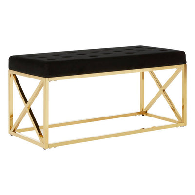 Noosa & Co. Living Allure Black Tufted Seat / Gold Finish Bench House of Isabella UK