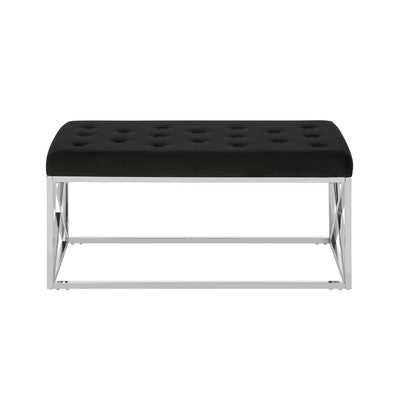 Noosa & Co. Living Allure Black Tufted Seat / Silver Finish Bench House of Isabella UK