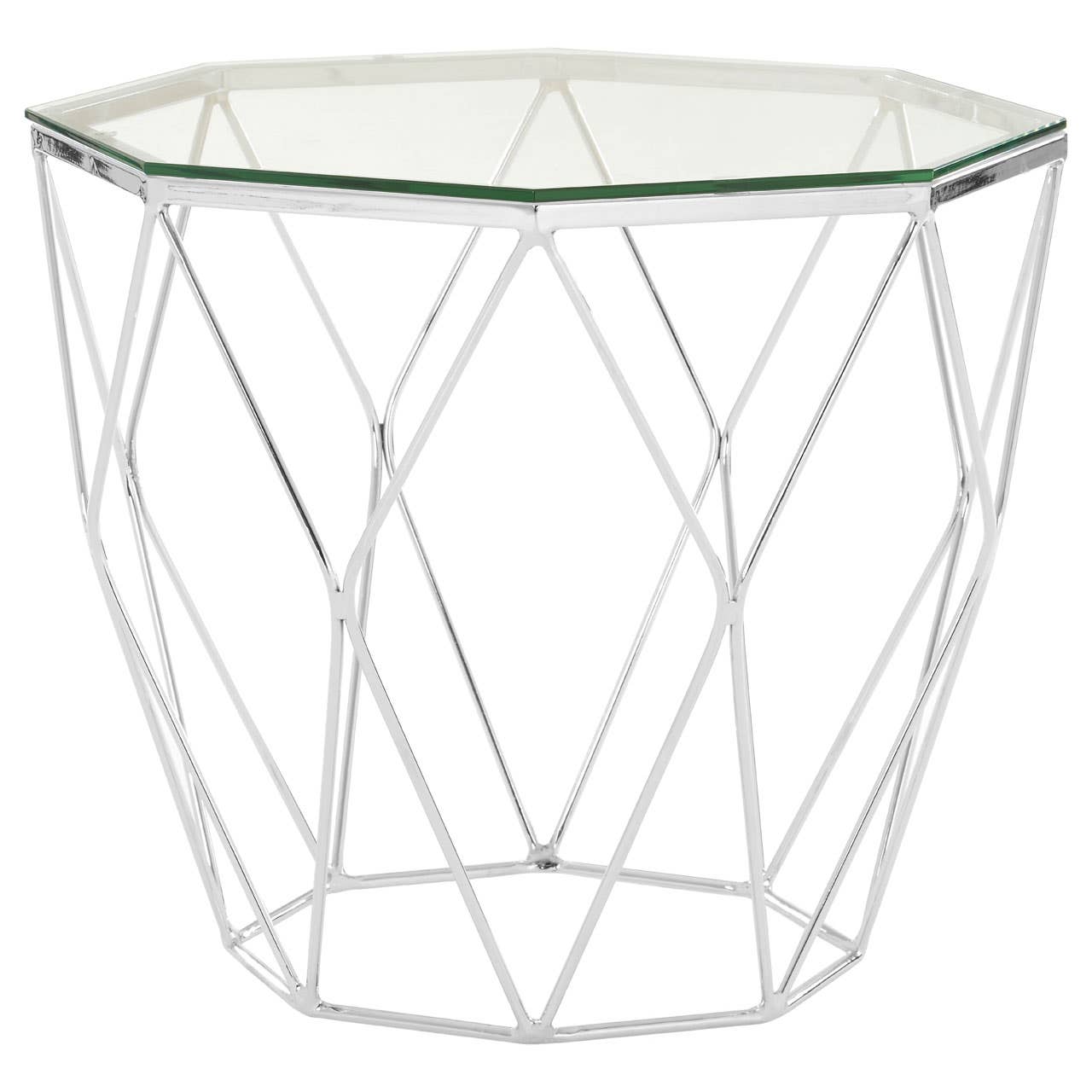 Noosa & Co. Living Allure Tempered Glass / Chrome End Table House of Isabella UK