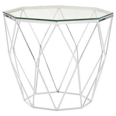 Noosa & Co. Living Allure Tempered Glass / Chrome End Table House of Isabella UK