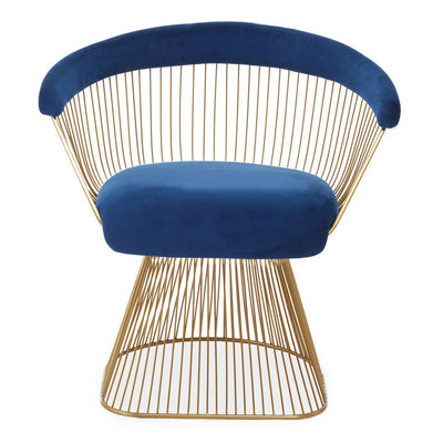 Noosa & Co. Living Anzio Navy Blue Velvet And Brushed Gold Chair House of Isabella UK