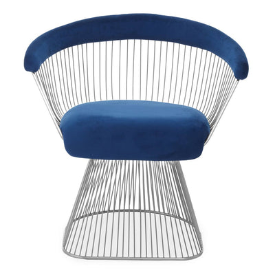 Noosa & Co. Living Anzio Navy Blue Velvet And Brushed Silver Chair House of Isabella UK