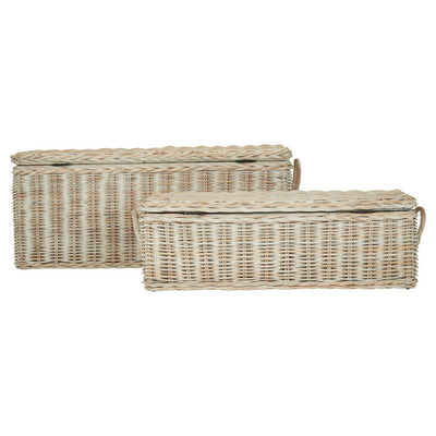 Noosa & Co. Living Argento Natural Rattan White Storage Boxes House of Isabella UK