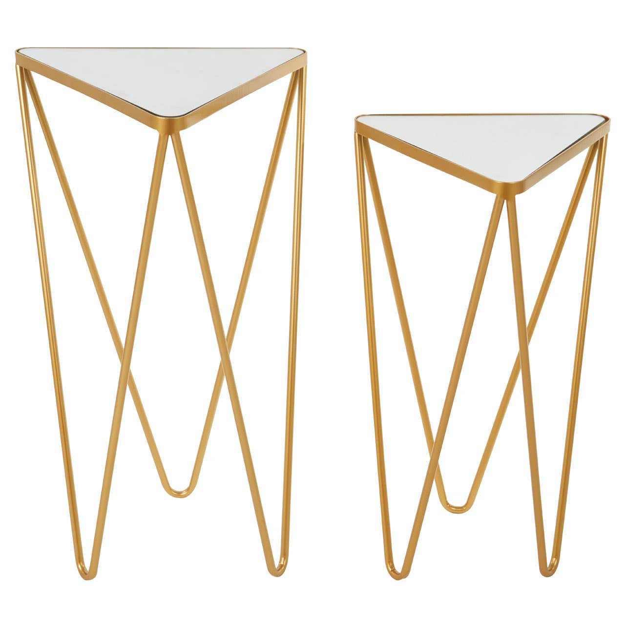 Noosa & Co. Living Avantis Set Of 2 Gold Finish Triangle Tables House of Isabella UK