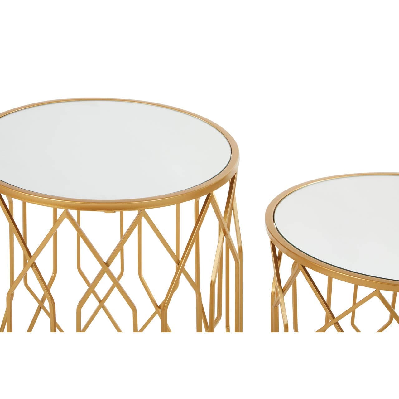 Noosa & Co. Living Avantis Set Of 2 Gold Frame Round Side Tables House of Isabella UK