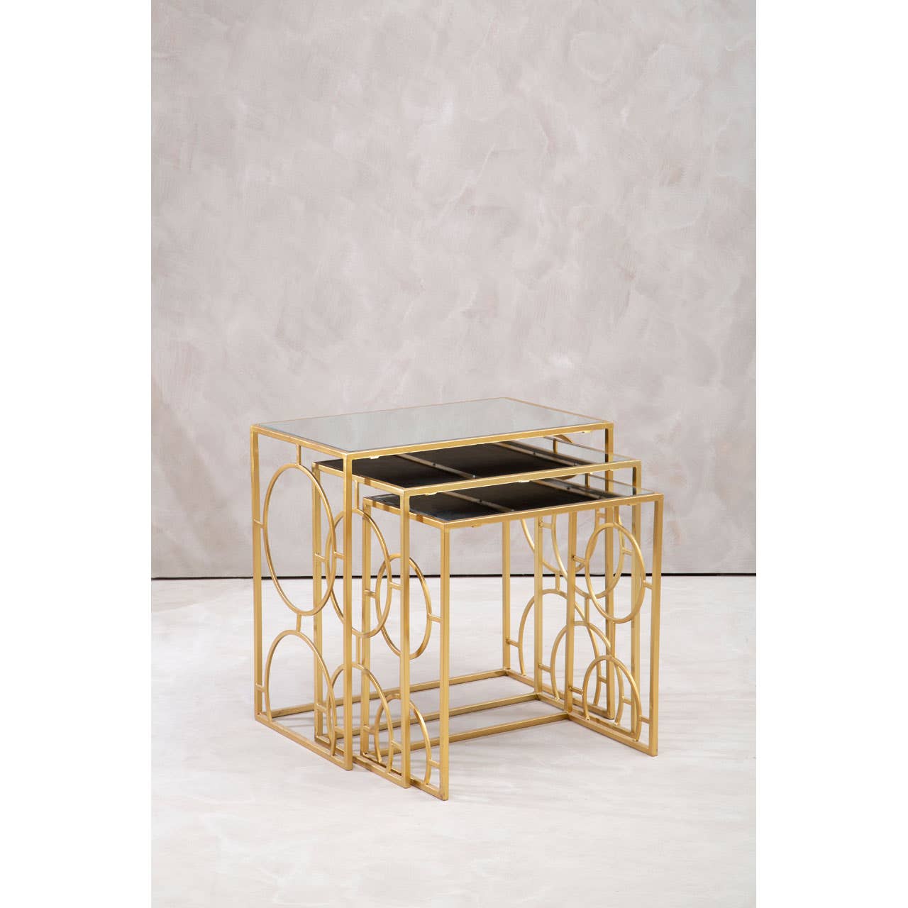 Noosa & Co. Living Avantis Set Of 3 Gold Finish Nesting Side Tables House of Isabella UK