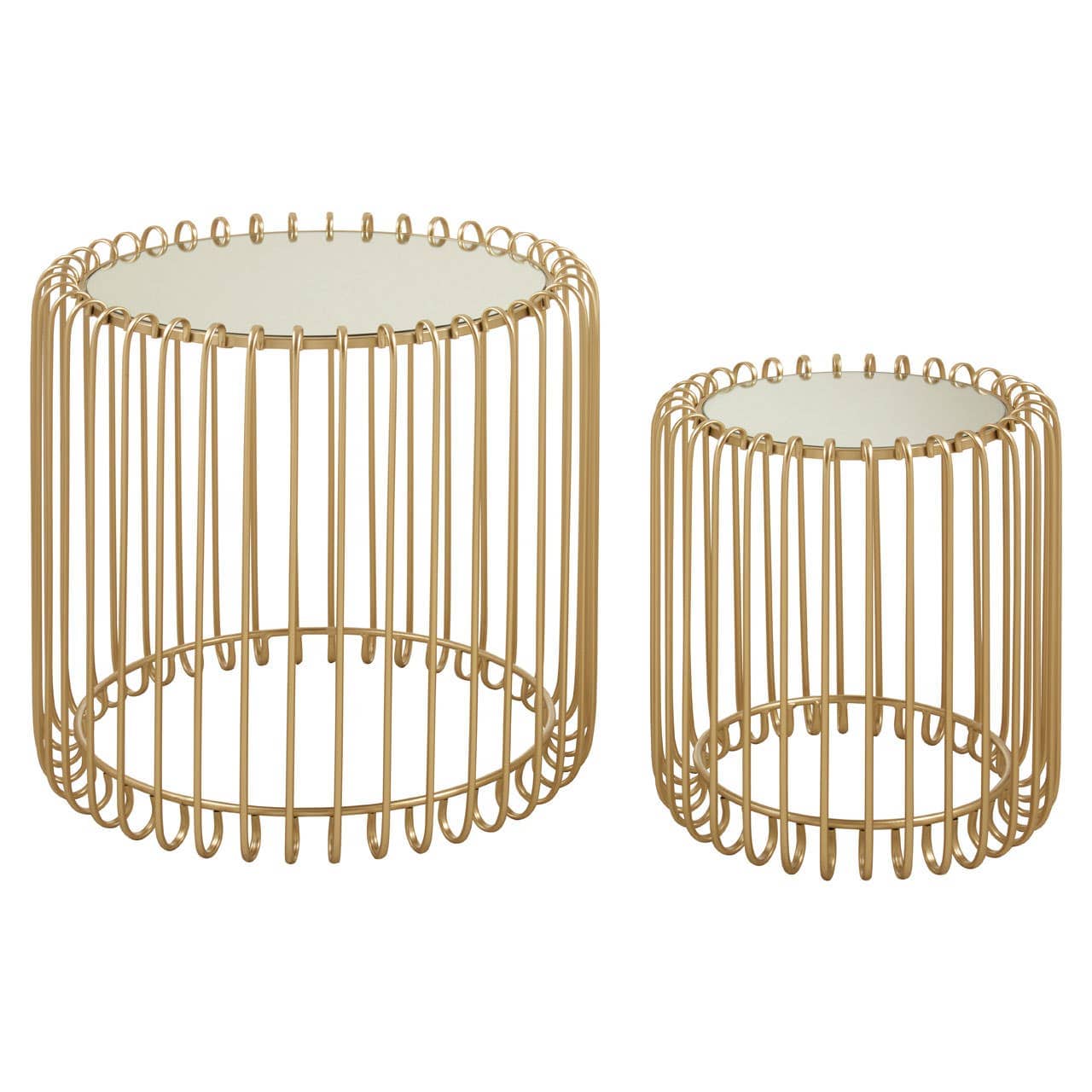 Noosa & Co. Living Avantis Set Of Two Champagne Wireframe Side Tables House of Isabella UK
