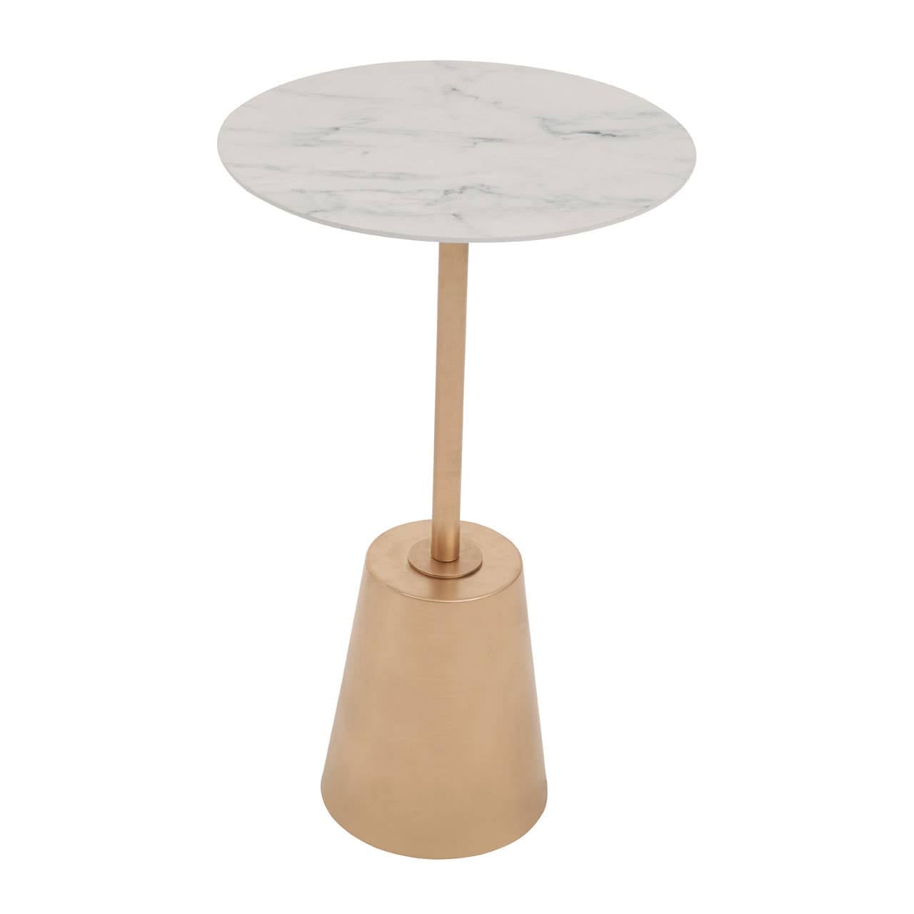 Noosa & Co. Living Avola White Marble Effect Top Gold Base Side Table House of Isabella UK