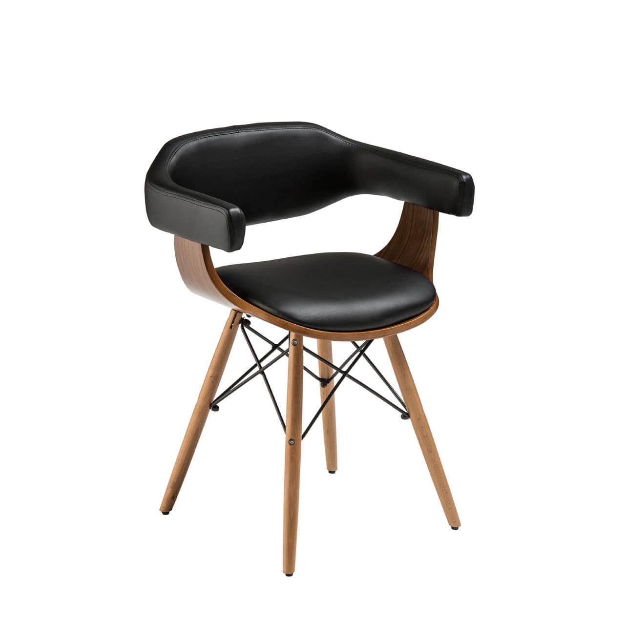 Noosa & Co. Living Black Leather Effect Beech Wood Legs Chair House of Isabella UK