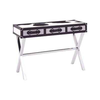 Noosa & Co. Living Black/White Genuine Cowhide Console Table House of Isabella UK