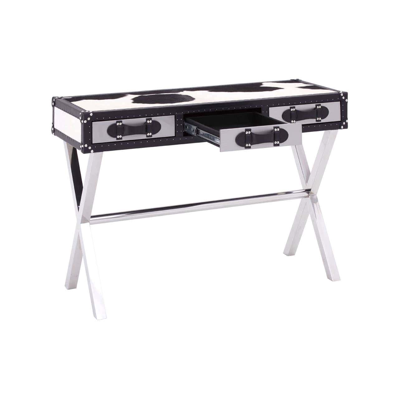 Noosa & Co. Living Black/White Genuine Cowhide Console Table House of Isabella UK
