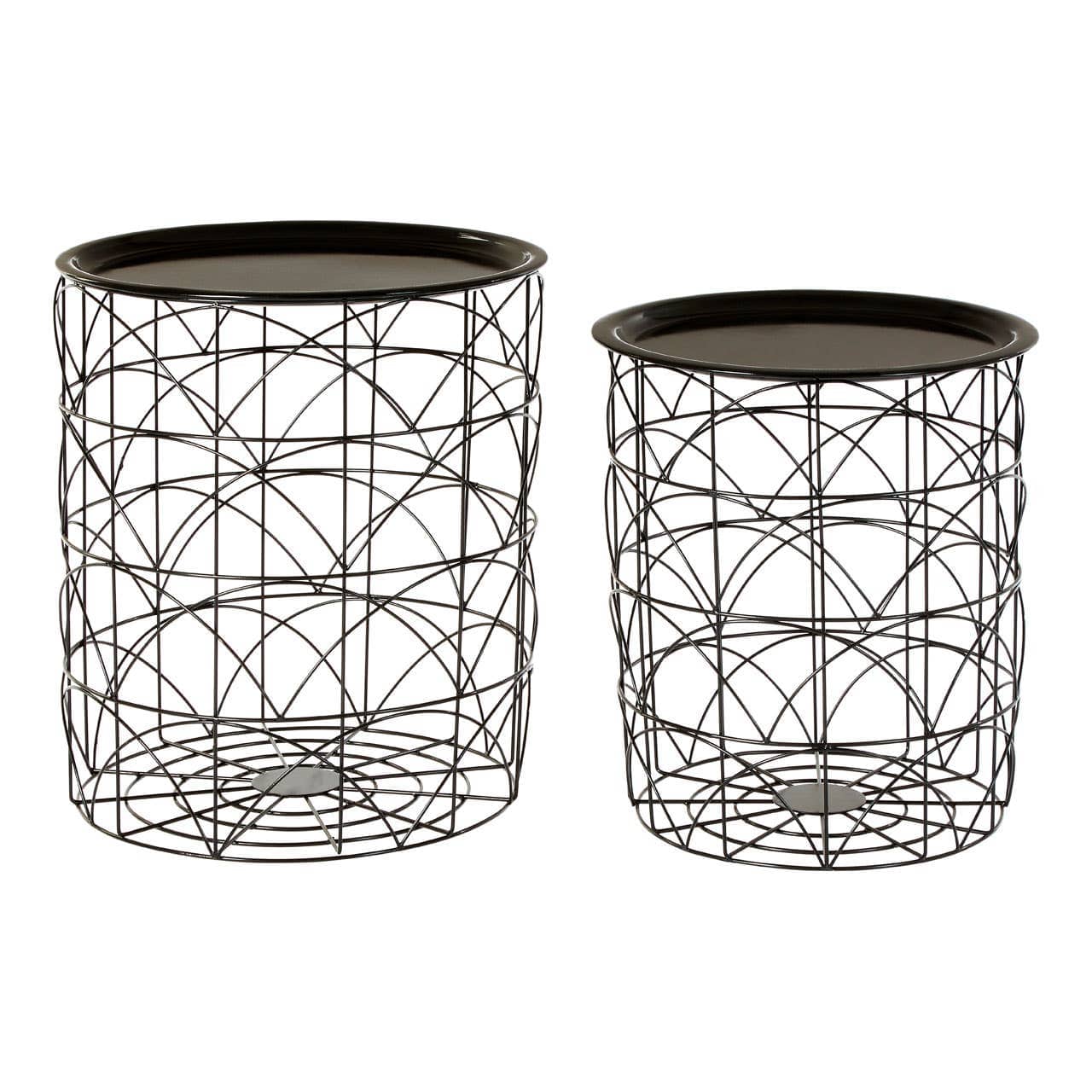Noosa & Co. Living Black Wire Basket Tables Set Of 2 House of Isabella UK