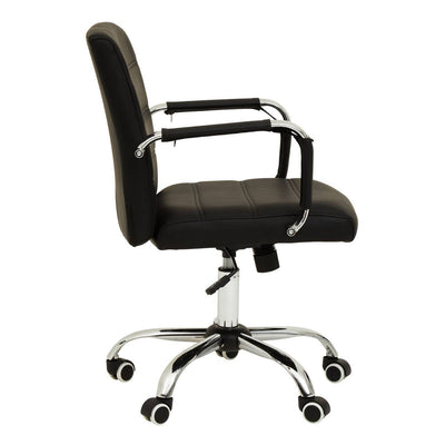 Noosa & Co. Living Brent Black Leather Effect And Chrome Home Office Chair House of Isabella UK