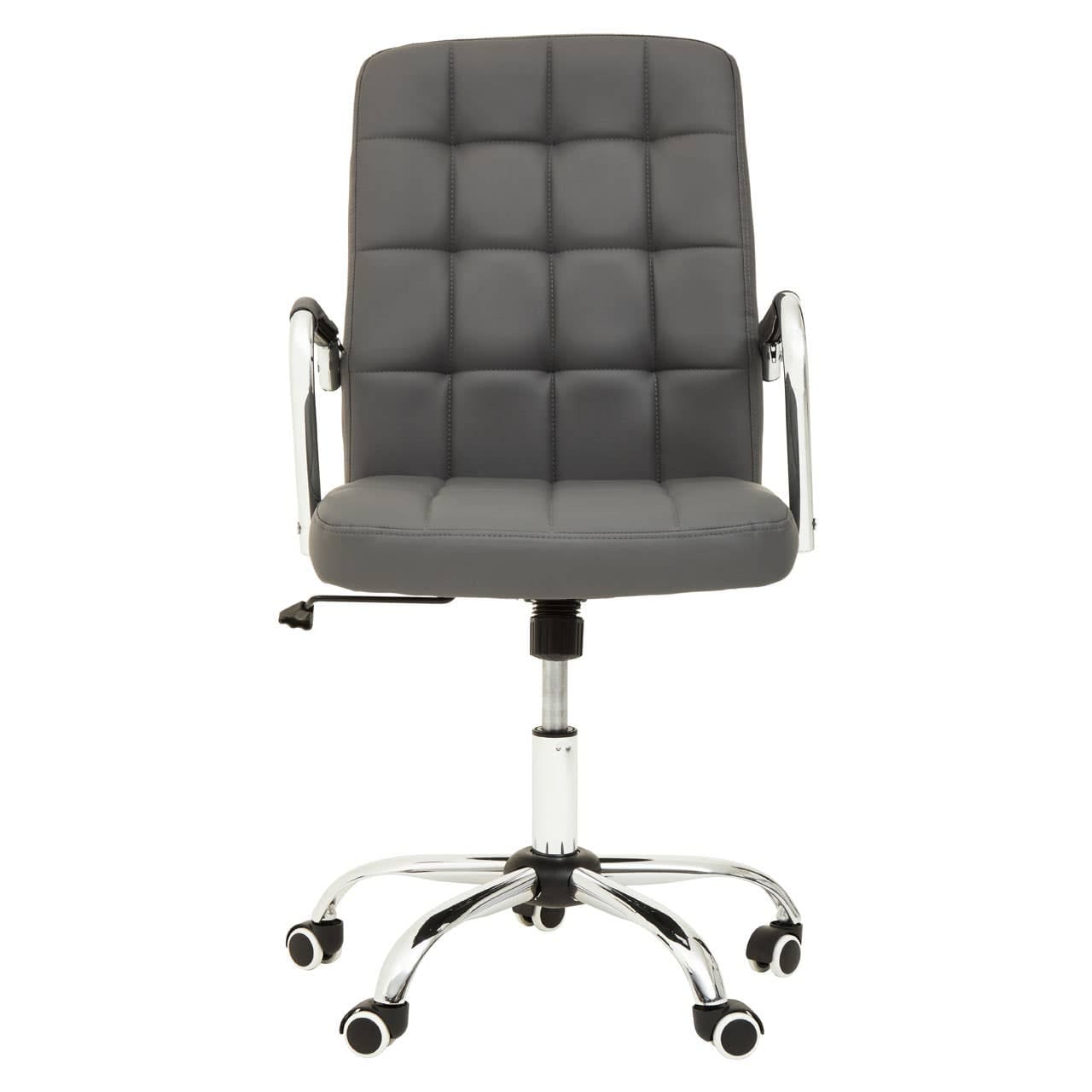 Noosa & Co. Living Brent Grey Leather Effect And Chrome Home Office Chair House of Isabella UK