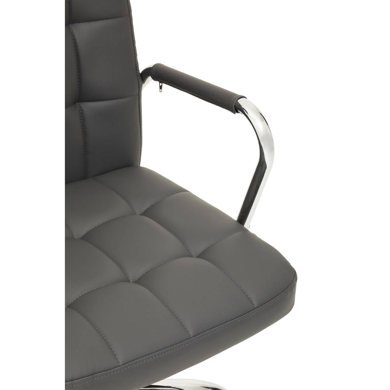 Noosa & Co. Living Brent Grey Leather Effect And Chrome Home Office Chair House of Isabella UK