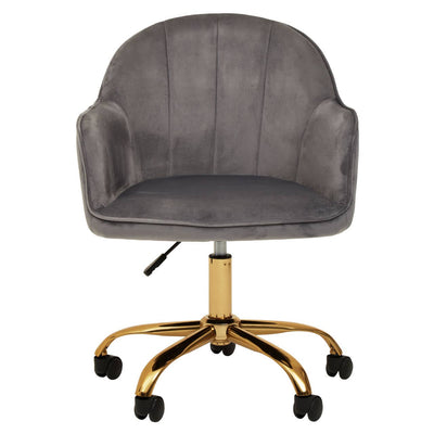 Noosa & Co. Living Brent Grey Velvet And Gold Base Home Office Chair House of Isabella UK