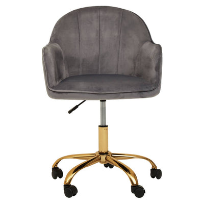 Noosa & Co. Living Brent Grey Velvet And Gold Base Home Office Chair House of Isabella UK